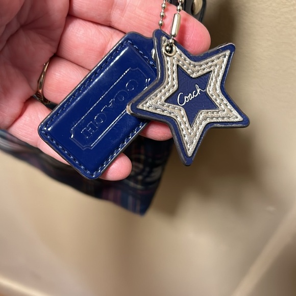 COACH 20003 Signature Navy Pink Multi Nylon Patent Leather Shoulder Bag - Picture 5 of 8